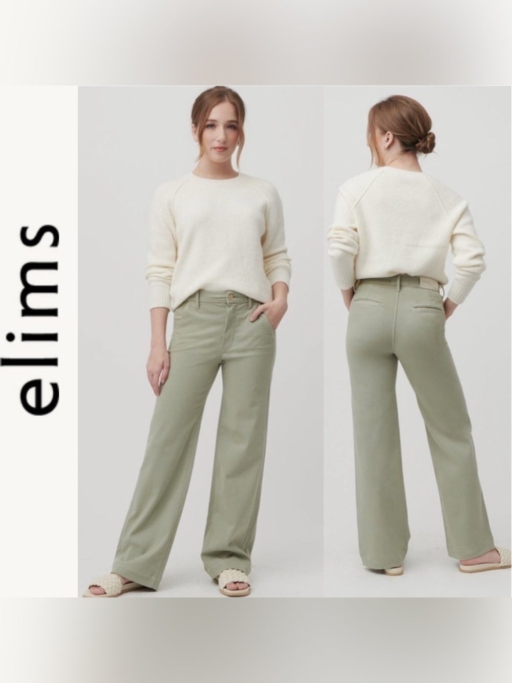 Elims Malibu Wide-Leg Chino Trouser High Waist Tan 30 Medium Inseam